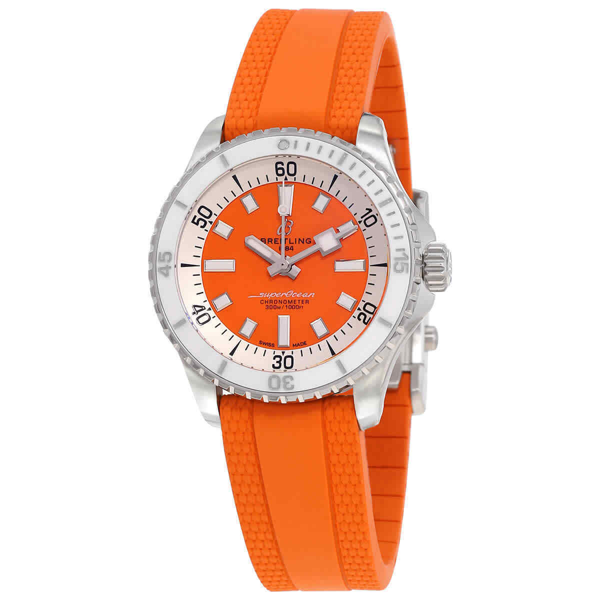  Shop Authentic Breitling Superocean Automatic 36 Orange Dial Orange Rubber Strap Watch for Men - A17377211O1S1 - Luxxuri
