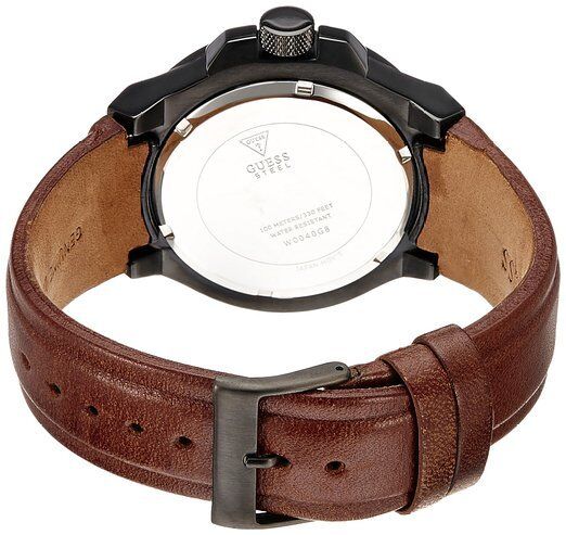  Shop Authentic Guess Rigor Analog Black Dial Brown Leather Strap Watch For Men - W0040G8 - Luxxuri
