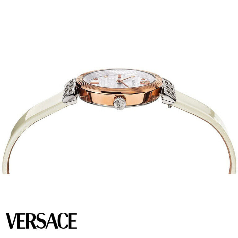  Shop Authentic Versace Greca White Dial White Leather Strap Watch for Women - VELW00120 - Luxxuri