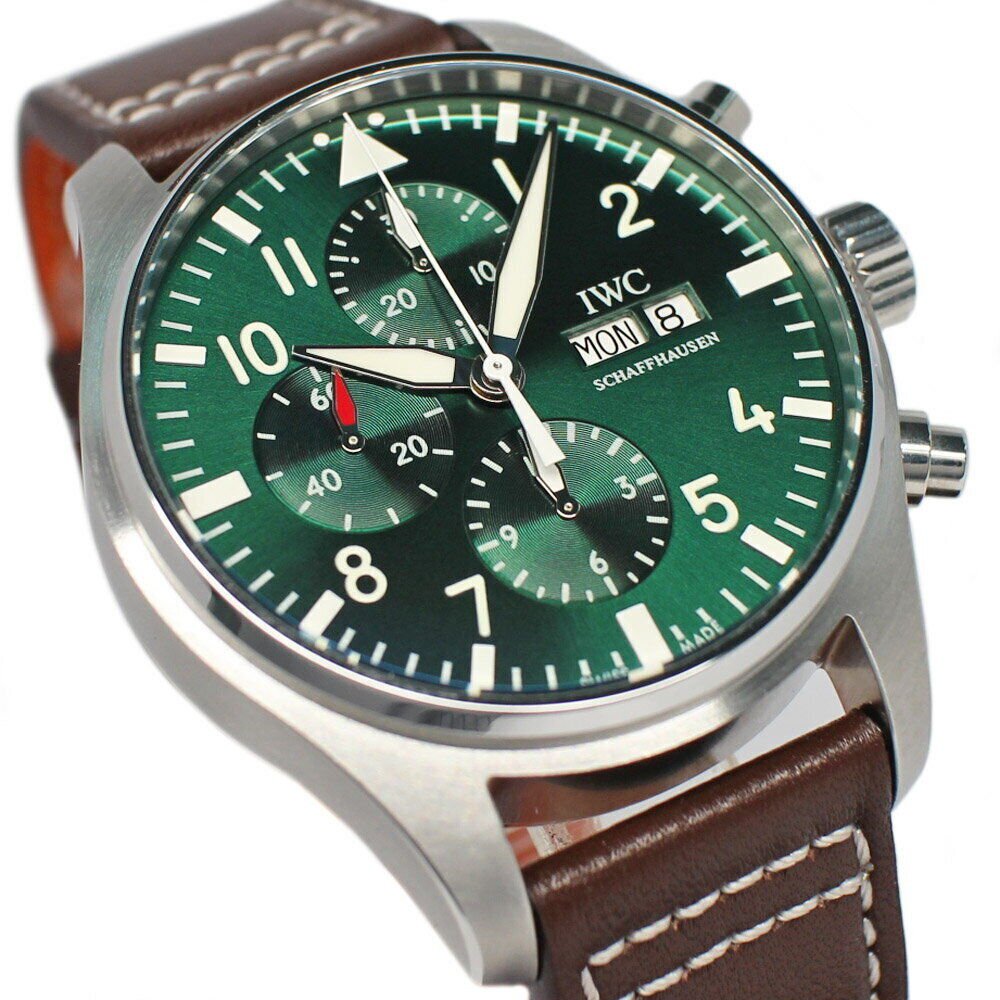 Shop Authentic IWC Pilot's Watch Chronograph Edition Racing Green 43mm Green Dial Brown Leather Strap Watch for Men - IW377726 - Luxxuri