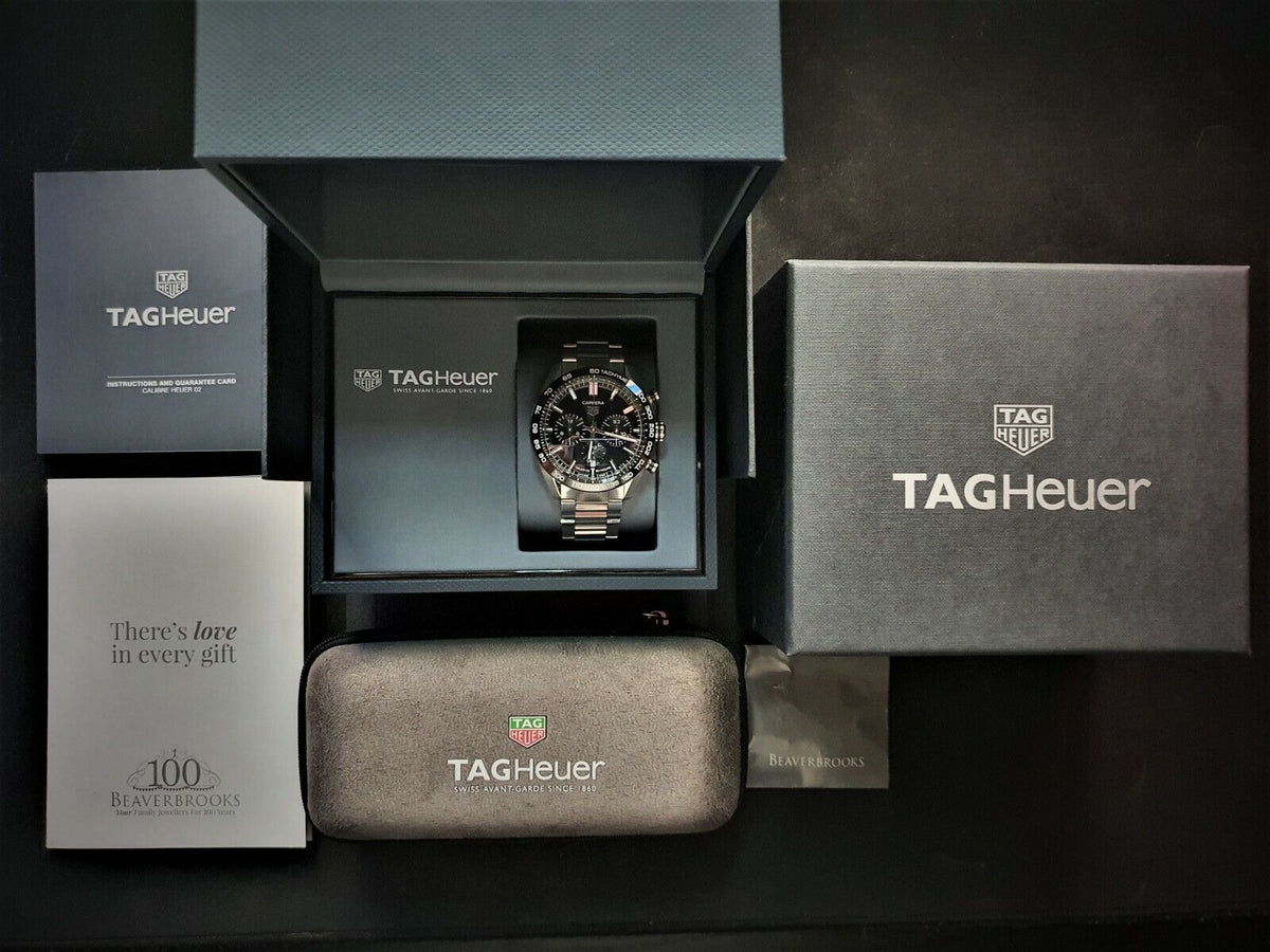  Shop Authentic Tag Heuer Carrera Automatic Chronograph Black Dial Silver Steel Strap Watch for Men - CBN2A1B.BA0643 - Luxxuri