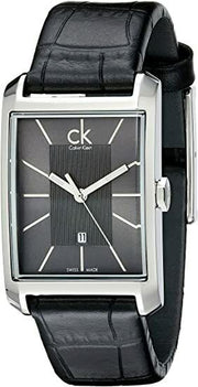  Shop Authentic Calvin Klein Window Black Dial Black Leather Strap Watch for Men - K2M21107 - Luxxuri