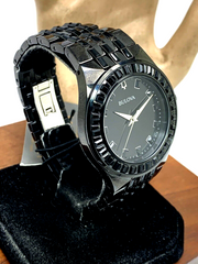  Shop Authentic Bulova Crystal Collection Phantom Black Dial Black Steel Strap Watch for Men - 98A240 - Luxxuri