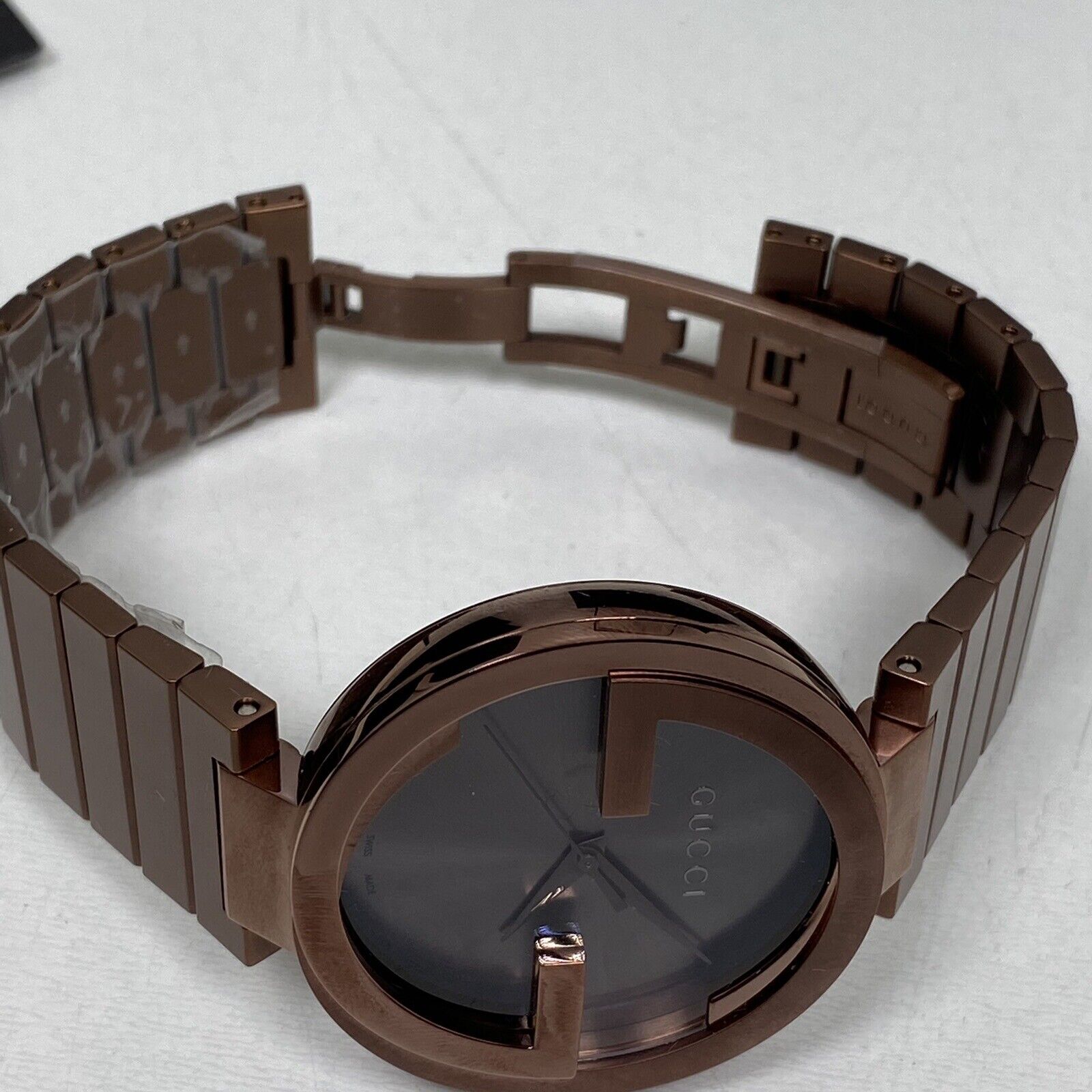  Shop Authentic Gucci Interlocking XL Brown Dial Brown Steel Strap Watch For Men - YA133211 - Luxxuri