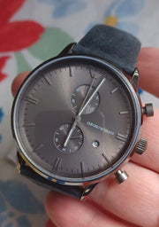  Shop Authentic Emporio Armani Classic Grey Dial Grey Leather Strap Watch For Men - AR0388 - Luxxuri