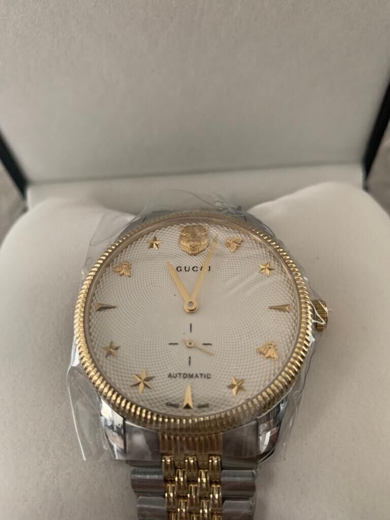  Shop Authentic Gucci G Timeless Automatic White Dial Two Tone Steel Strap Watch for Men - YA126356 - Luxxuri