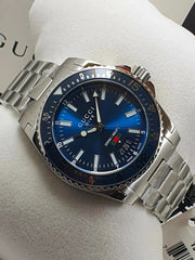  Shop Authentic Gucci Dive Quartz Blue Dial Silver Steel Strap Watch For Men - YA136311 - Luxxuri