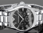 Shop Authentic Emporio Armani Valente Chronograph Black Dial Silver Stainless Steel Watch For Men - AR0673 - Luxxuri