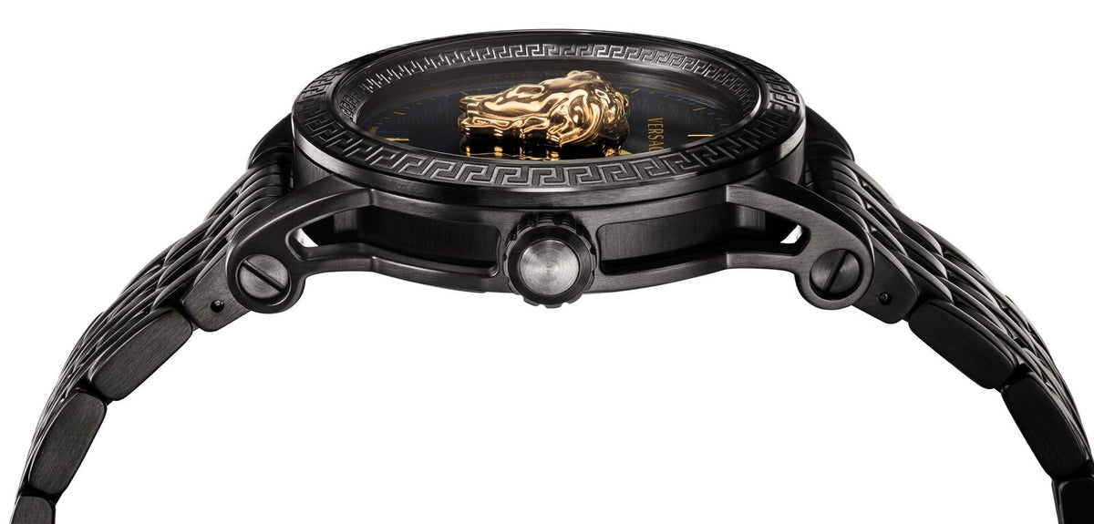  Shop Authentic Versace Palazzo Empire Black Dial Black Steel Strap Watch for Men - VERD00518 - Luxxuri