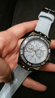  Shop Authentic Guess Limelight Quartz Blue Dial Blue Leather Strap Watch For Men - W0775l1 - Luxxuri