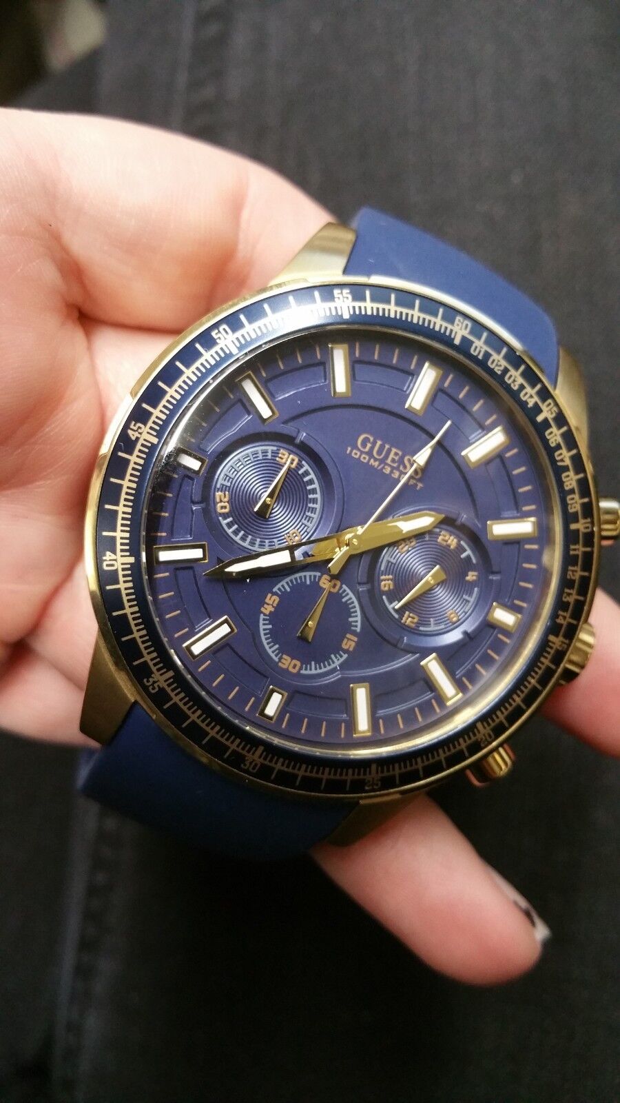  Shop Authentic Guess Fuel Chronograph Blue Dial Blue Rubber Strap Watch for Men - W0802G2 - Luxxuri