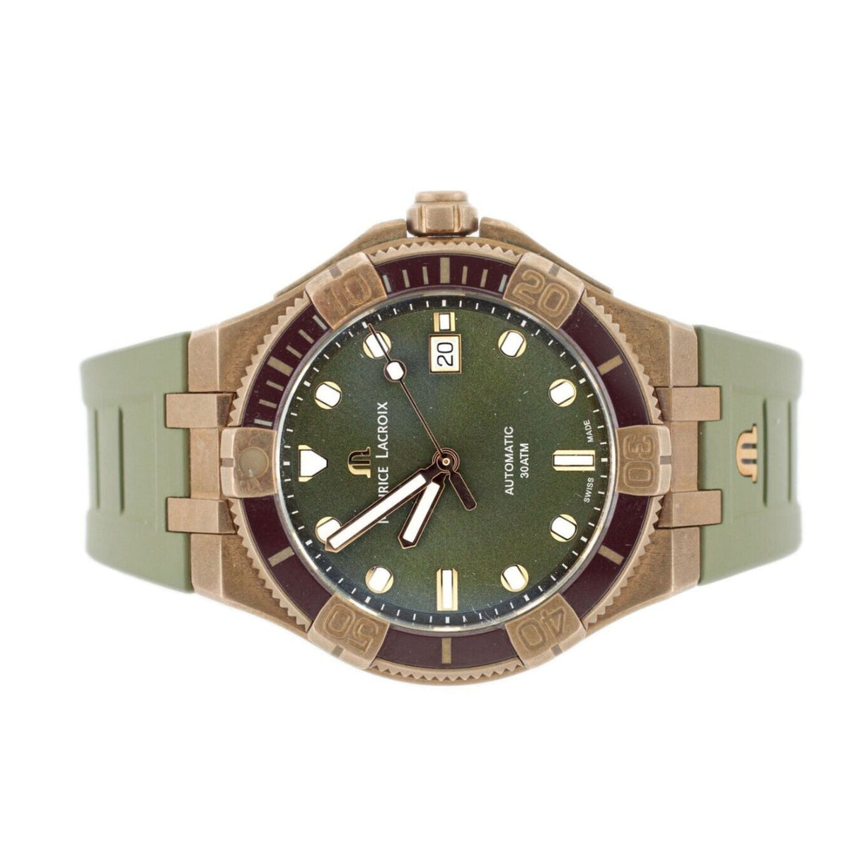  Shop Authentic Maurice Lacroix Aikon Venturer Bronze Dial Green Rubber Strap Watch For Men - AI6058-BRZ01-630-1 - Luxxuri