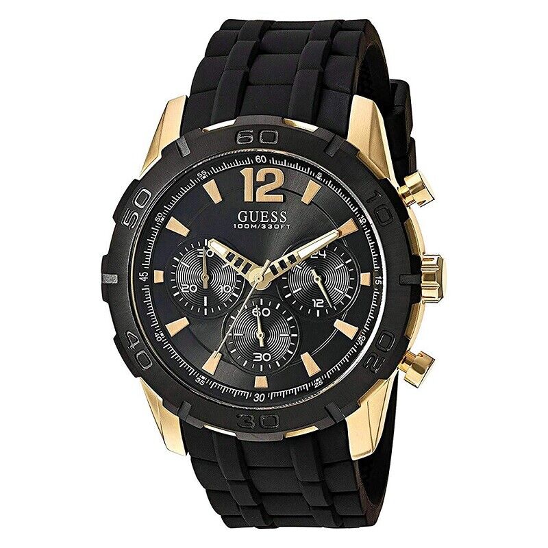  Shop Authentic Guess Caliber Chronograph Black Dial Black Rubber Strap Watch for Men - W0864G3 - Luxxuri