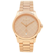  Shop Authentic Gucci G Timeless Quartz Gold Dial Gold Steel Strap Watch For Women - YA126482 - Luxxuri