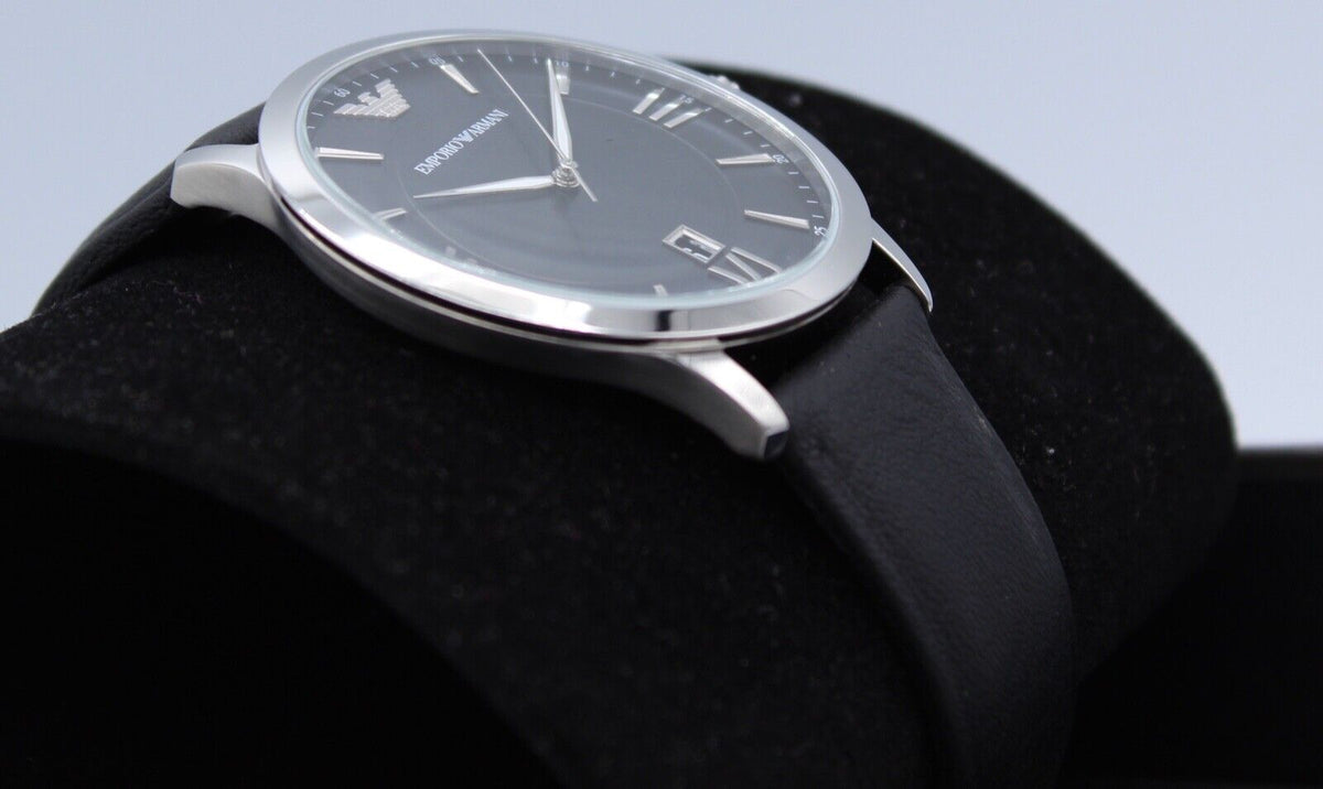  Shop Authentic Emporio Armani Giovanni Analog Black Dial Black Leather Strap Watch For Men - AR11210 - Luxxuri