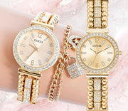  Shop Authentic Guess Gala Diamonds Gold Dial Gold Steel Strap Watch for Women - GW0401L2 - Luxxuri