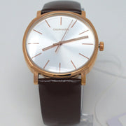  Shop Authentic Calvin Klein Posh Silver Dial Brown Leather Strap Watch for Men - K8Q316G6 - Luxxuri