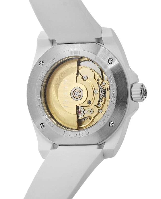  Shop Authentic Gucci Dive Automatic Transparent Dial White Rubber Strap Watch For Men - YA136343 - Luxxuri