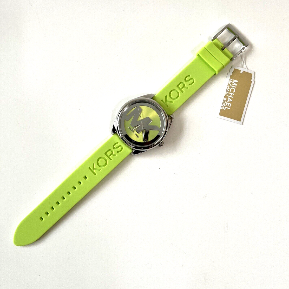  Shop Authentic Michael Kors Janelle Three Hand Neon Green Dial Neon Green Rubber Strap Watch For Women - MK7351 - Luxxuri
