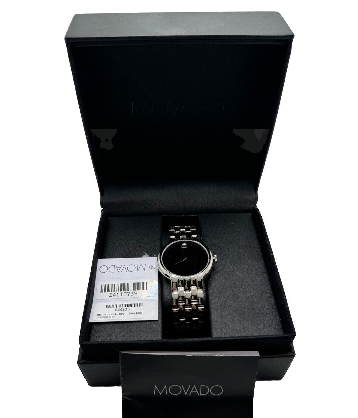  Shop Authentic Movado Classic Quartz Black Dial Silver Steel Strap Watch for Men - 0606337 - Luxxuri