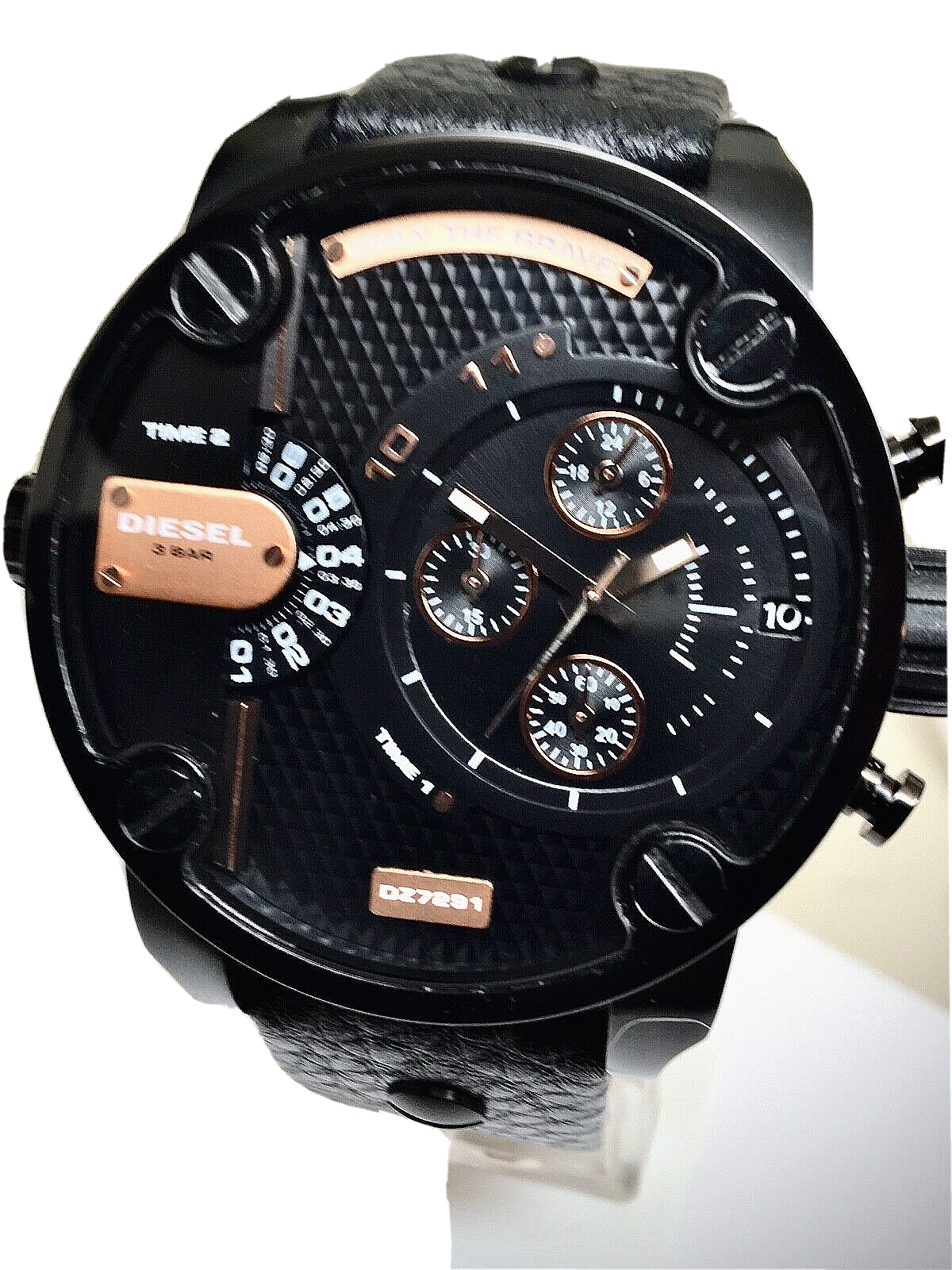  Shop Authentic Diesel Little Daddy Chronograph Black Dial Black Leather Strap Watch For Men - DZ7291 - Luxxuri
