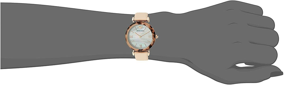  Shop Authentic Emporio Armani Mother of Pearl Dial Beige Leather Strap Watch For Women - AR11004 - Luxxuri
