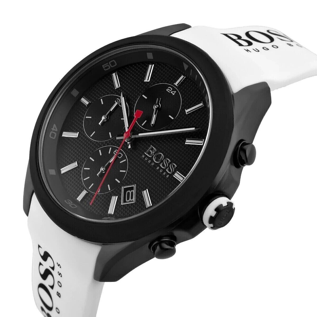  Shop Authentic Hugo Boss Velocity Black Dial White Rubber Strap Watch for Men - 1513718 - Luxxuri