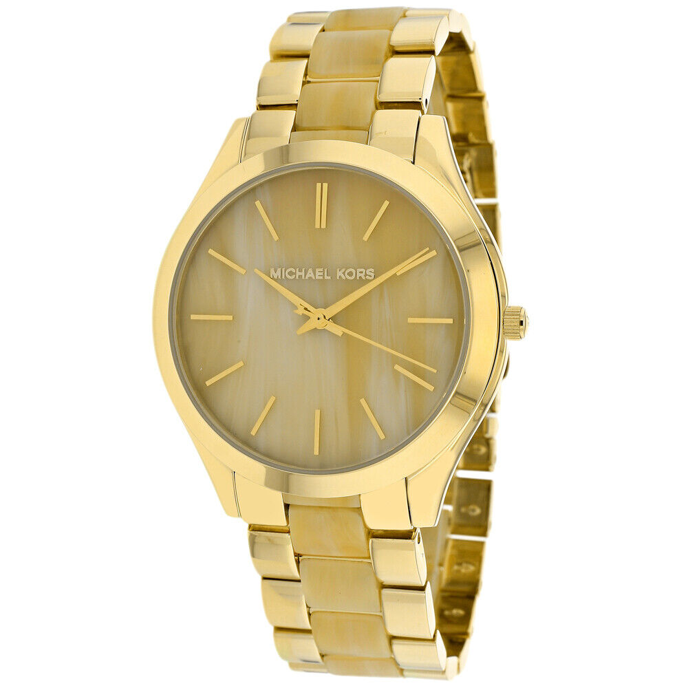  Shop Authentic Michael Kors Slim Runway Gold Dial Two Tone Gold Strap Watch for Women - MK4285 - Luxxuri