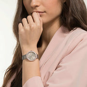  Shop Authentic Swarovski Crystal Frost Silver Dial White Leather Strap Watch for Women - 5484070 - Luxxuri