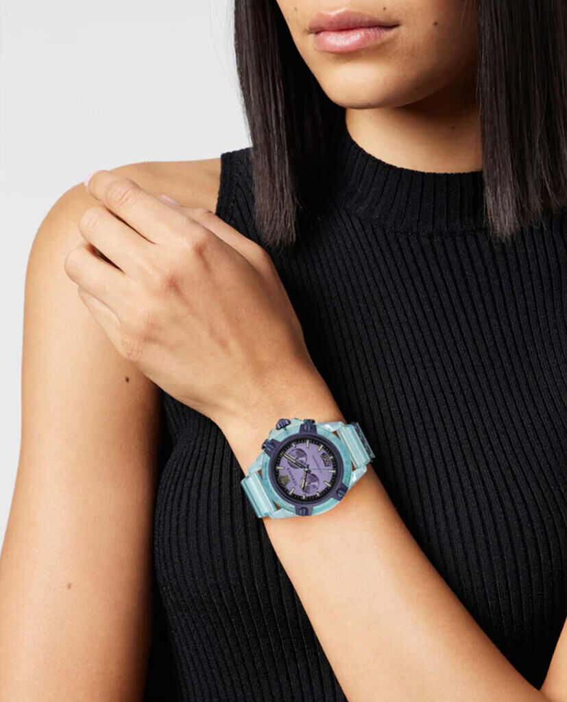  Shop Authentic Versace Icon Active Chronograph Purple Dial Blue Silicone Strap Watch For Men - VEZ701523 - Luxxuri
