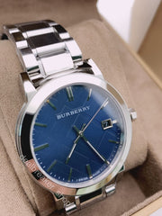  Shop Authentic Burberry The City Blue Dial Silver Steel Strap Watch for Men - BU9031 - Luxxuri