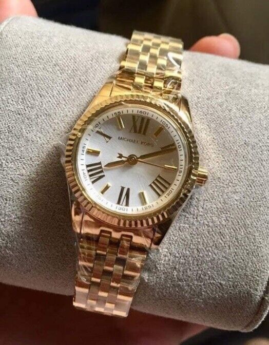  Shop Authentic Michael Kors Lexington Quartz Silver Dial Gold Steel Strap Watch For Women - MK3229 - Luxxuri