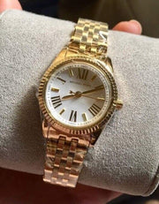  Shop Authentic Michael Kors Lexington Quartz Silver Dial Gold Steel Strap Watch For Women - MK3229 - Luxxuri