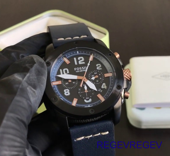  Shop Authentic Fossil Modern Machine Chronograph Black Dial Blue Leather Strap Watch for Men - FS5066 - Luxxuri