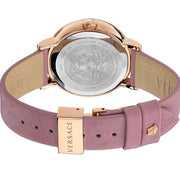  Shop Authentic Versace Virtus Quartz Grey Dial Pink Leather Strap Watch for Women - VEHC00319 - Luxxuri