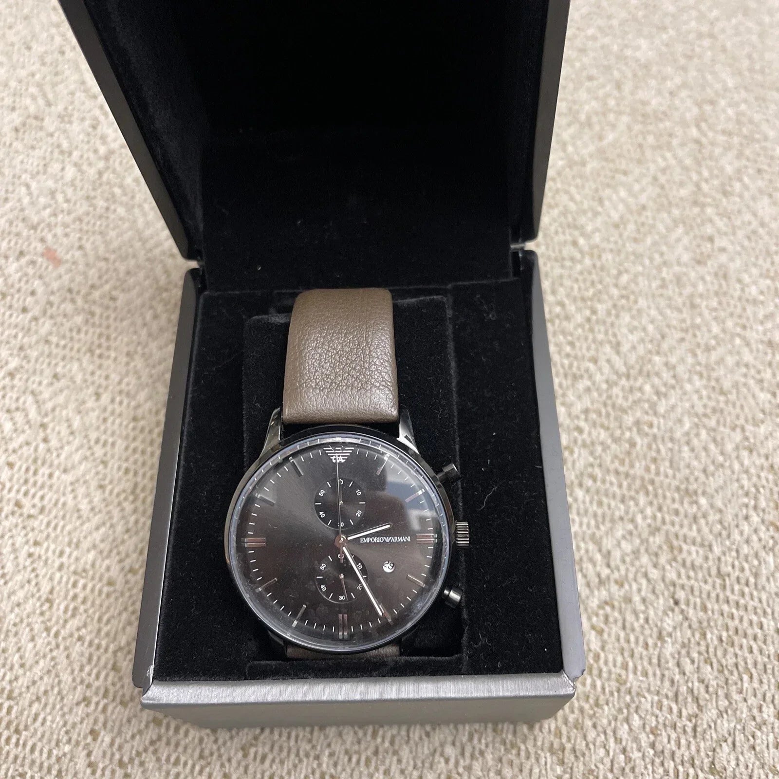Emporio Armani Retro Chronograph Brown Dial Brown Leather Strap Watch for Men  - AR1932