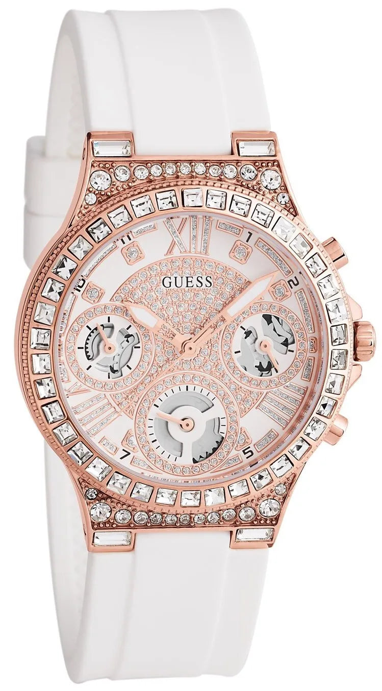  Shop Authentic Guess Moonlight Diamonds White Dial White Rubber Strap Watch for Women - GW0257L2 - Luxxuri