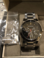  Shop Authentic Burberry The City Black Dial Silver Steel Strap Watch for Men - BU9380 - Luxxuri