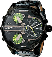  Shop Authentic Diesel Big Daddy Chronograph Black Dial Black Leather Strap Watch For Men - DZ7311 - Luxxuri