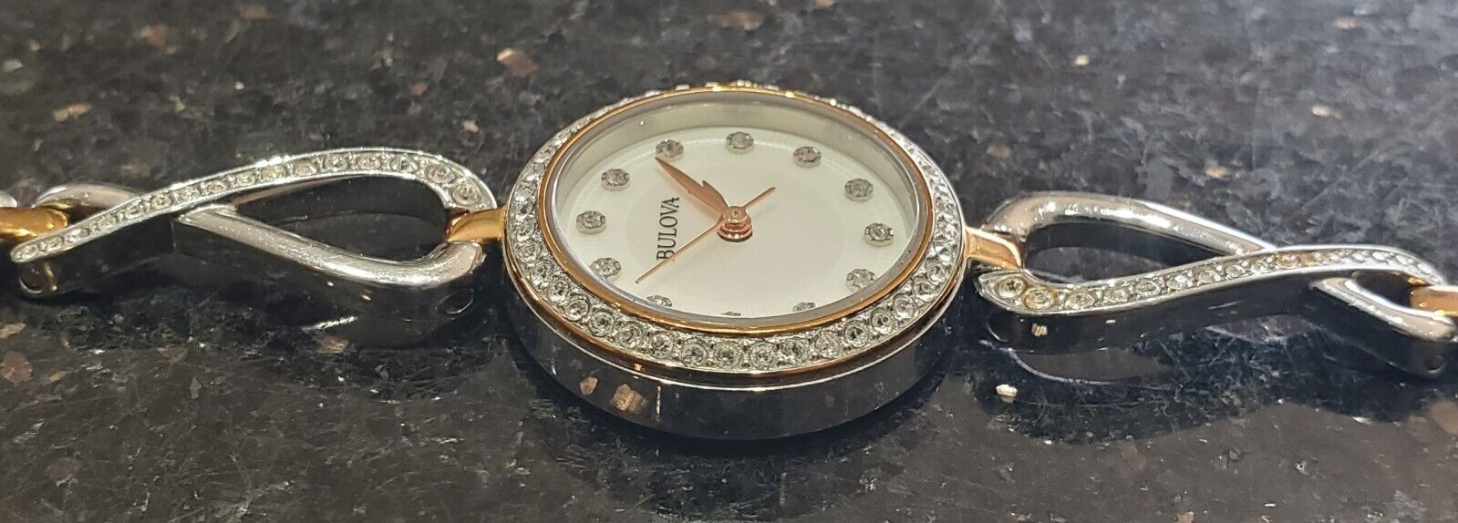  Shop Authentic Bulova Crystals Mother of Pearl Dial Two Tone Steel Strap Watch for Women - 98X108 - Luxxuri