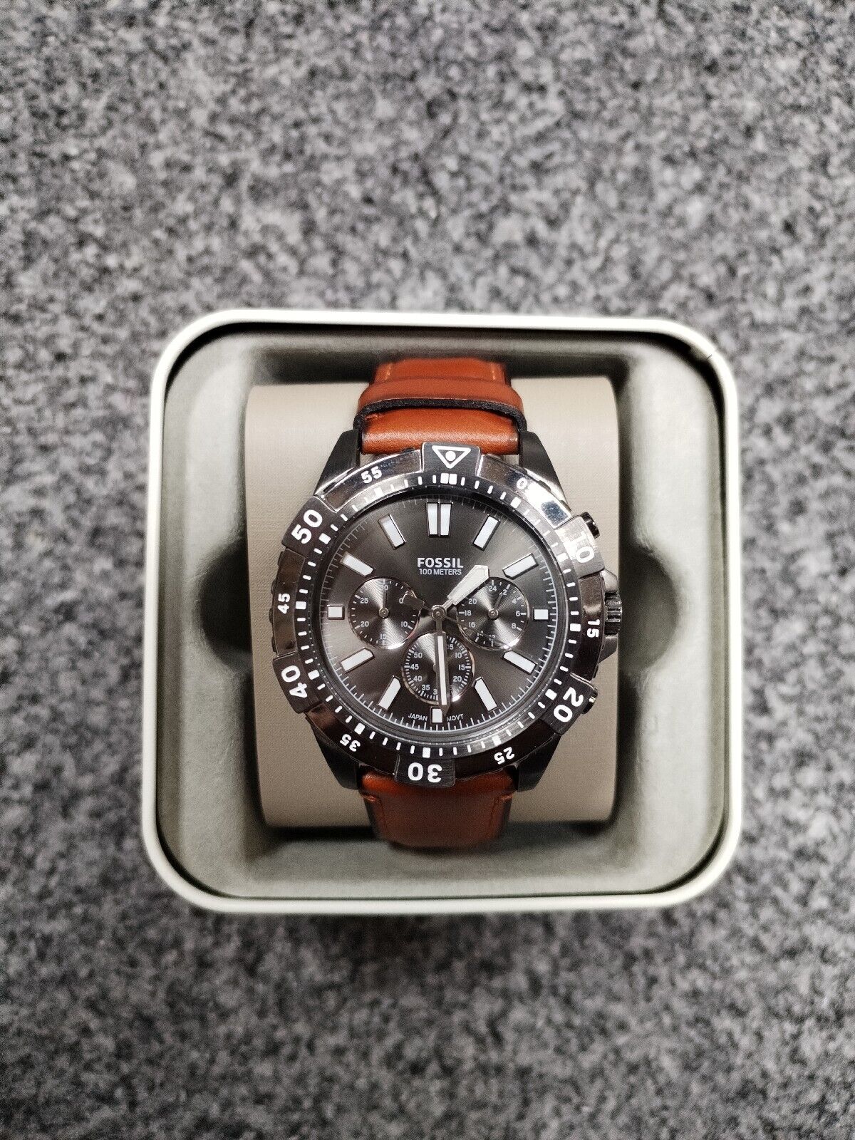  Shop Authentic Fossil Garrett Chronograph Grey Dial Brown Leather Strap Watch for Men - FS5770 - Luxxuri