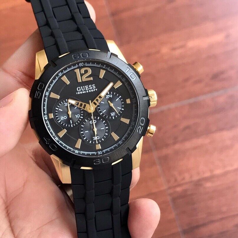  Shop Authentic Guess Caliber Chronograph Black Dial Black Rubber Strap Watch for Men - W0864G3 - Luxxuri