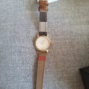  Shop Authentic Burberry Utilitarian White Dial Multicolor Leather Strap Watch for Women - BU7851 - Luxxuri
