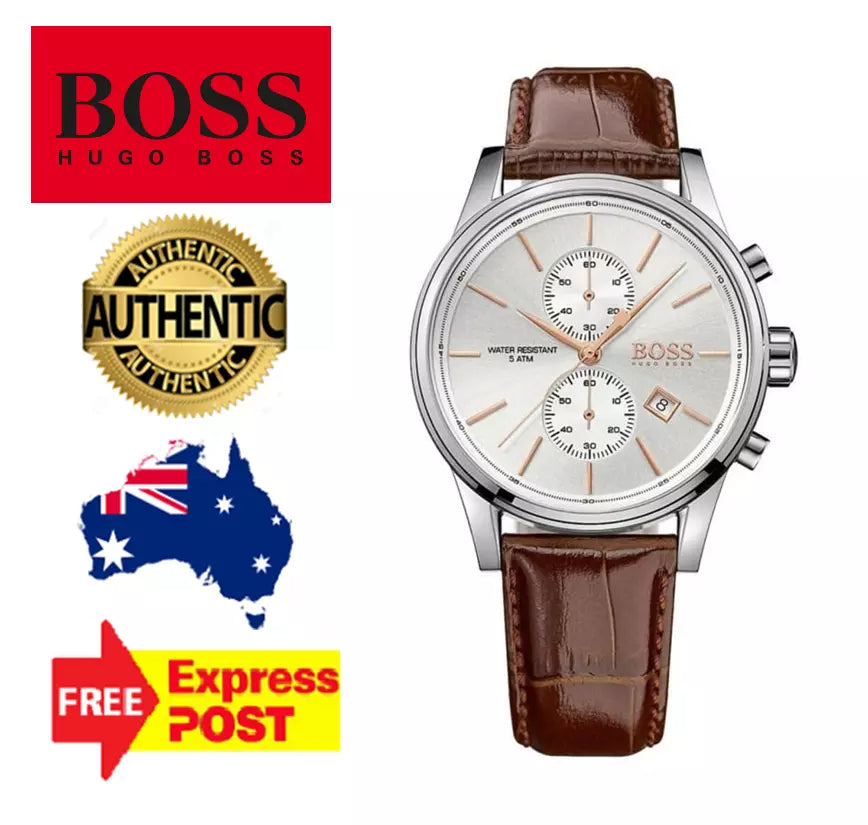  Shop Authentic Hugo Boss Jet Chronograph Quartz Silver Dial Brown Leather Strap Watch For Men - HB1513280 - Luxxuri
