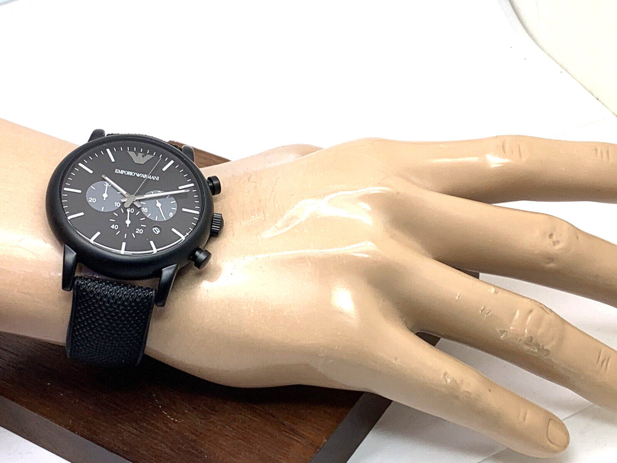  Shop Authentic Emporio Armani Luigi Analog Black Dial Black Leather Strap Watch For Men - AR11450 - Luxxuri