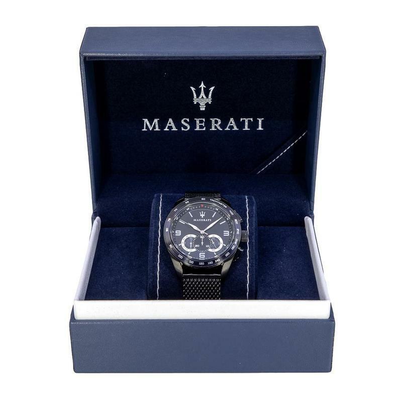  Shop Authentic Maserati Traguardo Chronograph Black Dial Black Mesh Bracelet Watch For Men - R8873612031 - Luxxuri