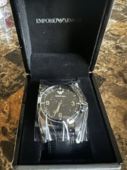  Shop Authentic Emporio Armani Franco Black Dial Black Leather Strap Watch For Men - AR0368 - Luxxuri