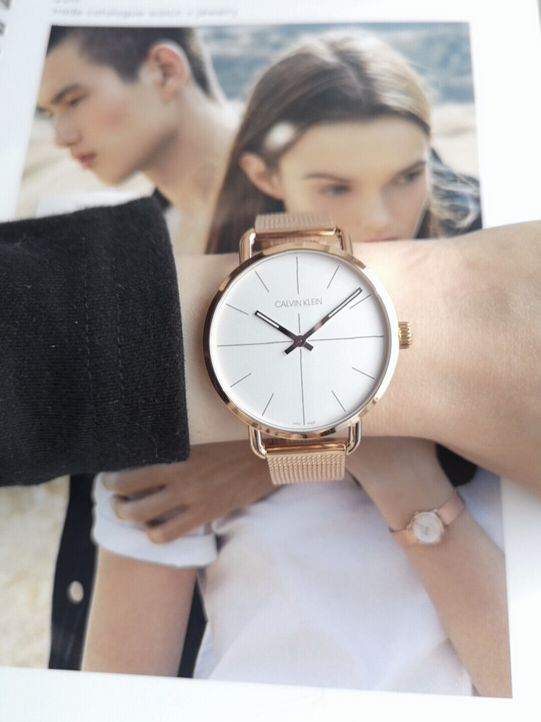  Shop Authentic Calvin Klein Even White Dial Rose Gold Mesh Bracelet Watch for Women - K7B21626 - Luxxuri