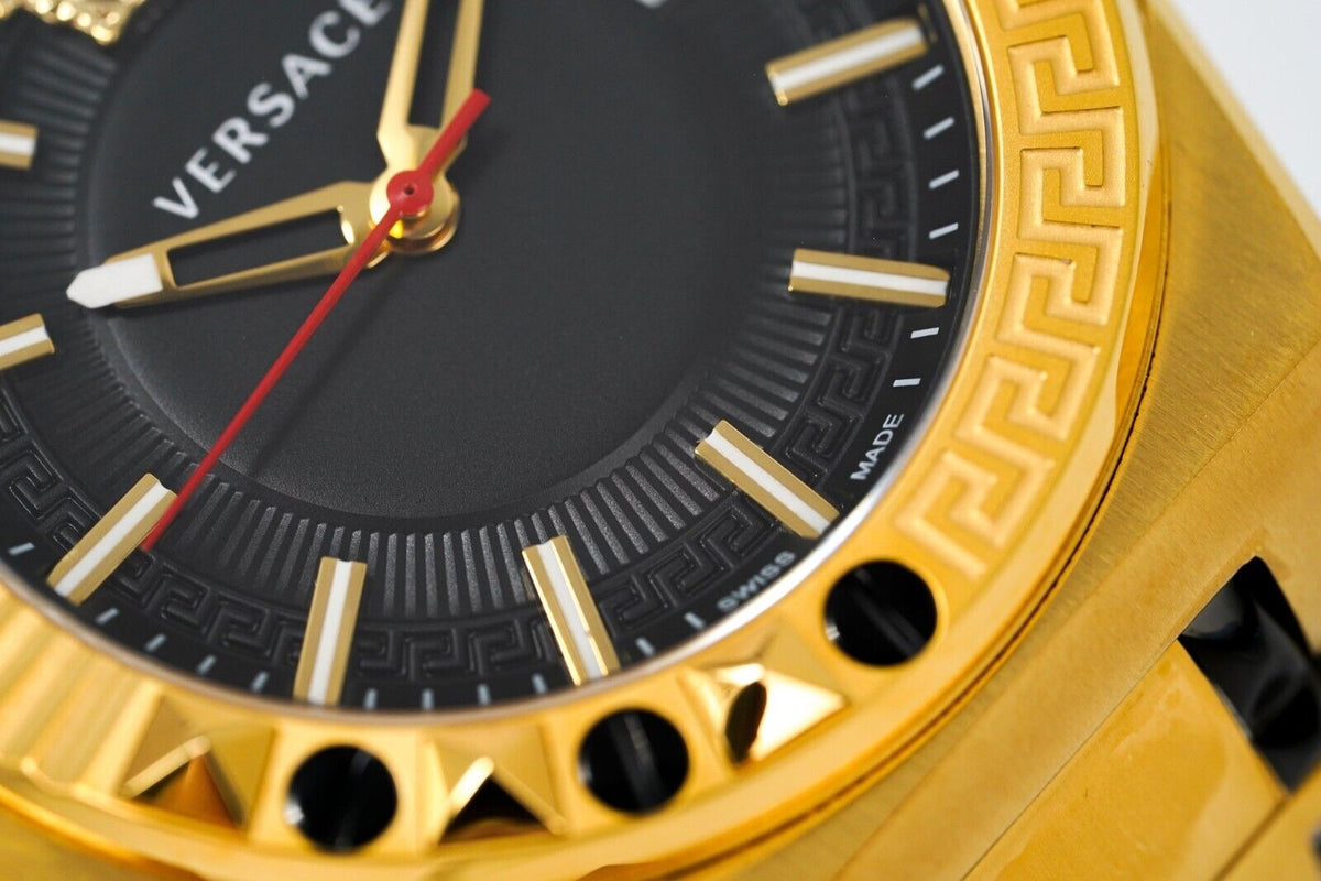  Shop Authentic Versace Chain Reaction Quartz Black Dial Two Tone Steel Strap Watch for Men - VEDY00619 - Luxxuri