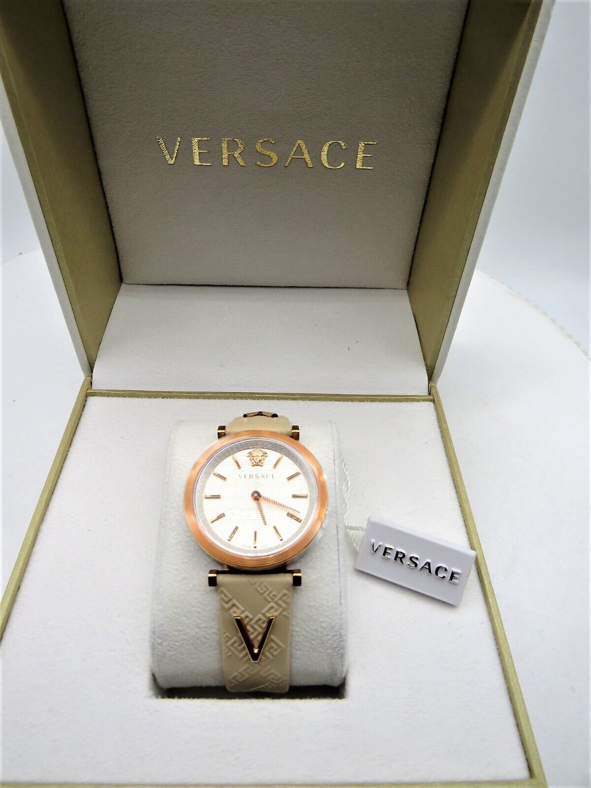  Shop Authentic Versace V-Twist White Dial White Leather Strap Watch for Women - VELS00419 - Luxxuri
